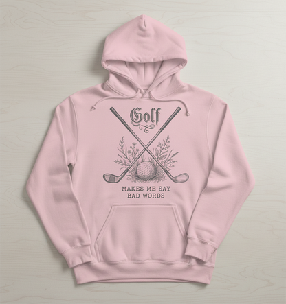 Funny Golf Makes Me Say Bad Words Vintage Design Hoodie - Light Pink