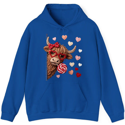Crochet Valentine's Highland Cow highland cow Hoodie Royal product mockup