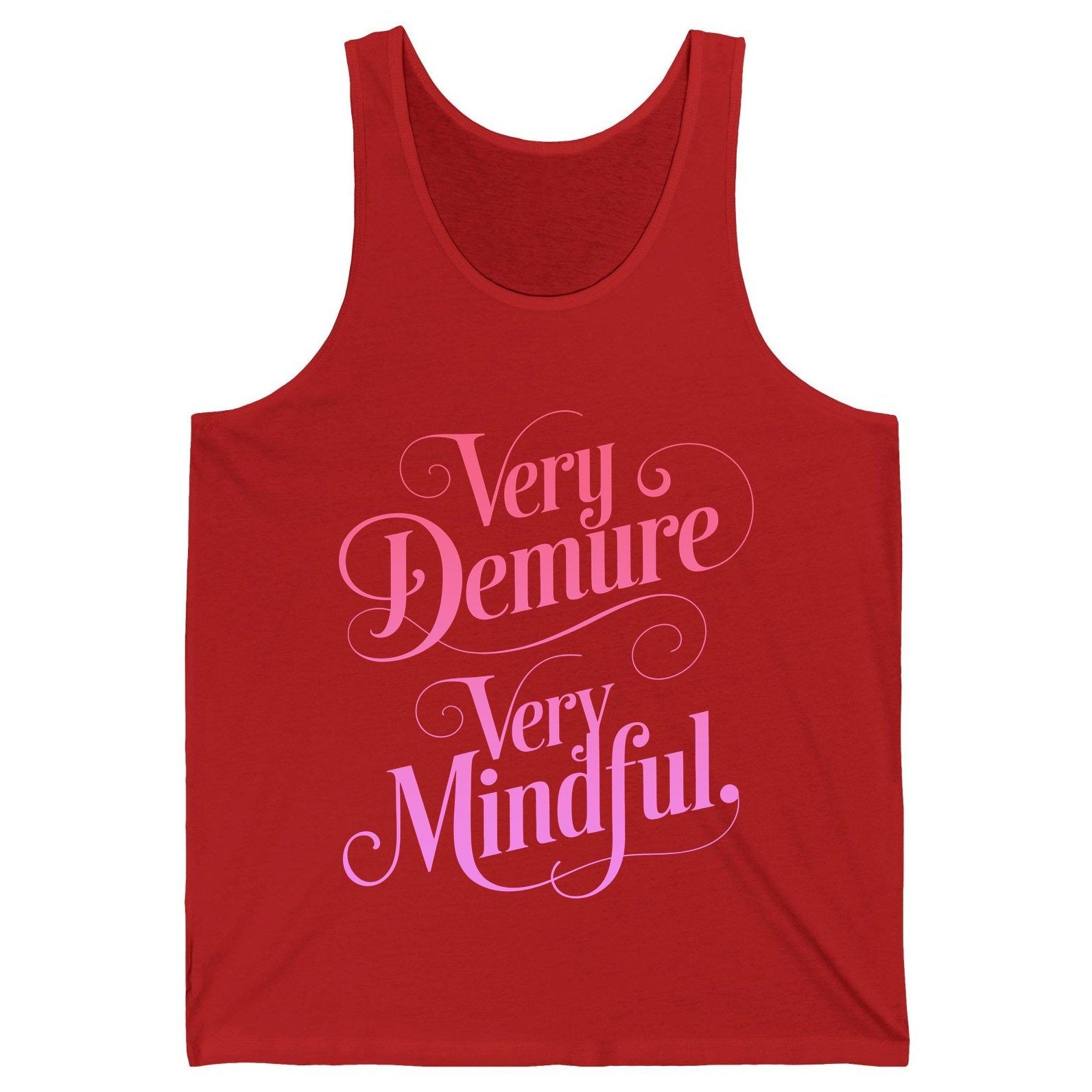 Very Demure Very Mindful mindfulness Tank Top Red product mockup