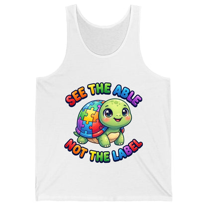 SEE THE ABLE NOT THE LABEL Autism Awareness Tank Top - product mockup - White
