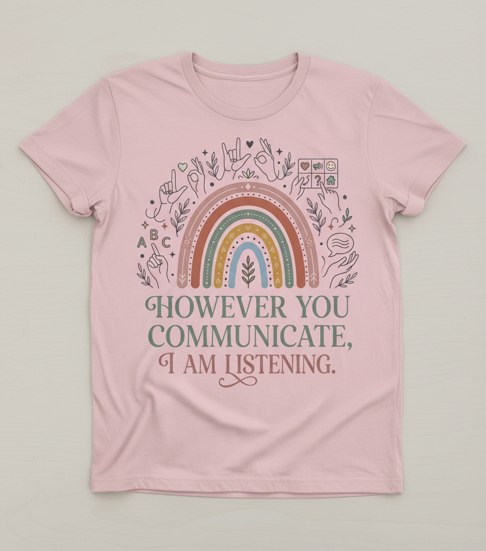 However You Communicate I Am Listening Inclusive Design T-Shirt - Light Pink