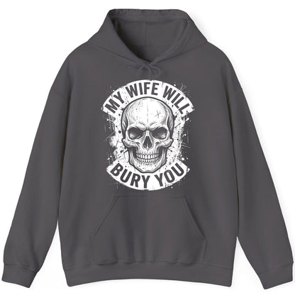 My Wife Will Bury You skull Hoodie Charcoal product mockup