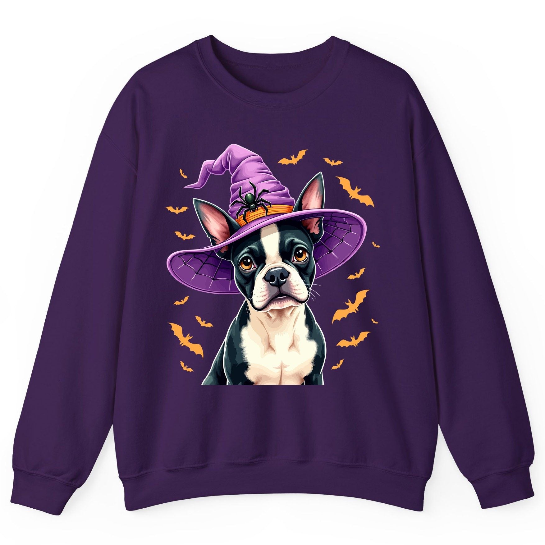 Halloween Boston Terrier Witch boston terrier Sweatshirt Purple product mockup