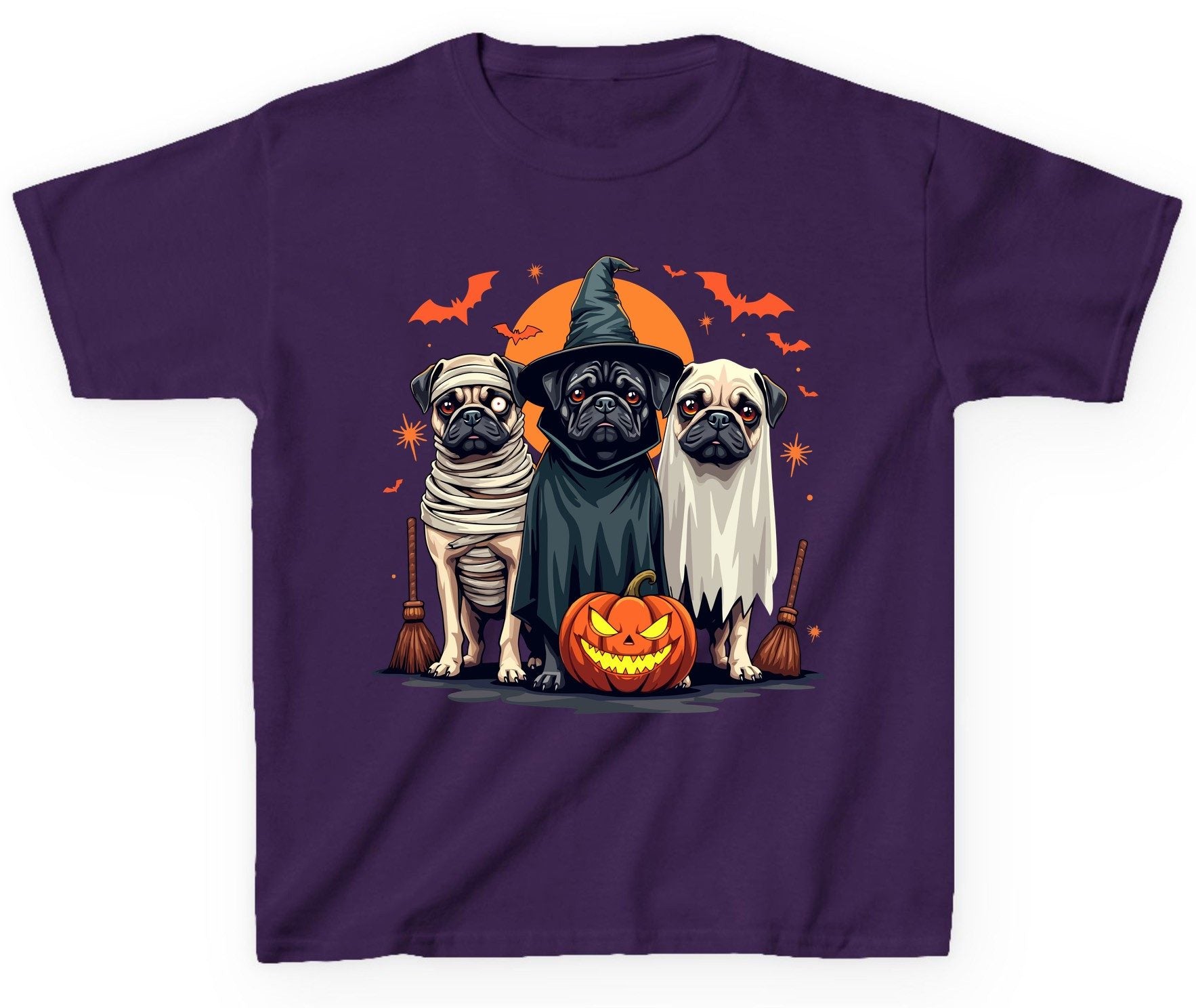 Halloween Pugs Costumes pugs Youth T-Shirt Purple product mockup
