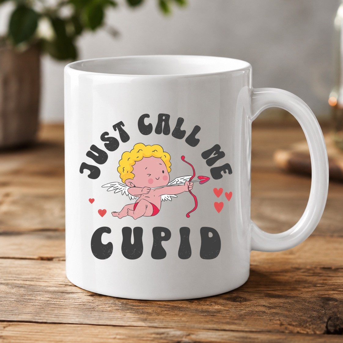 Just Call Me Cupid cupid White Mug White product mockup