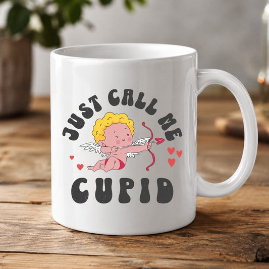 Just Call Me Cupid cupid White Mug White product mockup