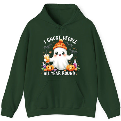I Ghost People All Year Round cute ghost Hoodie Forest Green product mockup