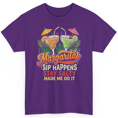 Margaritas Sip Happens Stay Salty Made Me Do It T-Shirt - product mockup - Purple