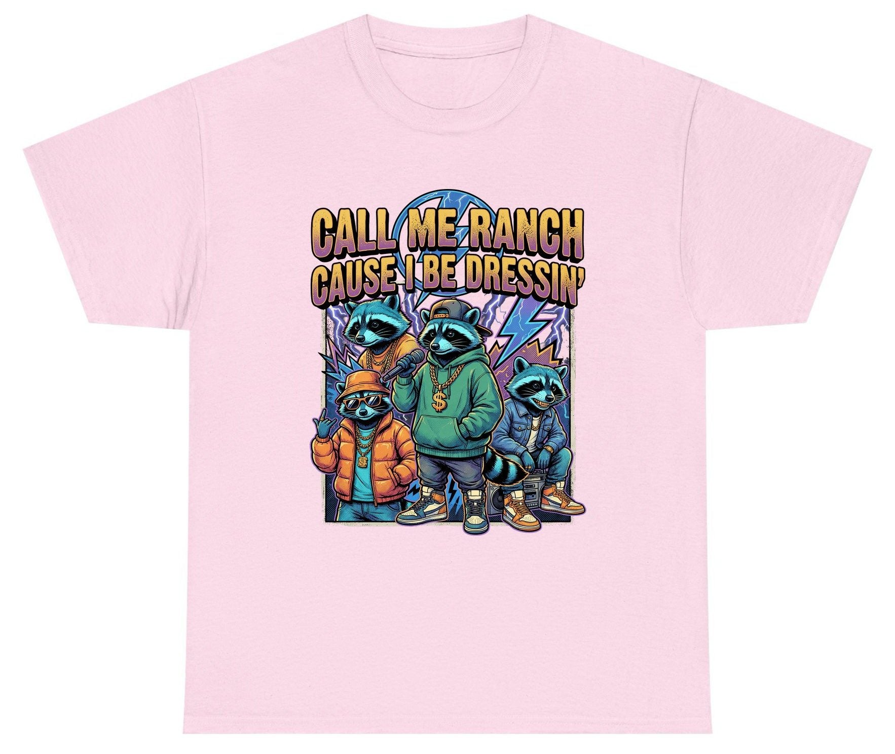 Call Me Ranch Cause I Be Dressin' raccoons Youth T-Shirt Light Pink product mockup