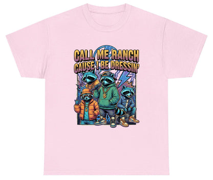 Call Me Ranch Cause I Be Dressin' raccoons Youth T-Shirt Light Pink product mockup
