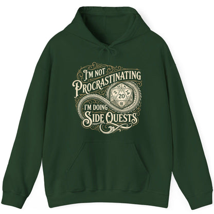 I'm Not Procrastinating I'm Doing Side Quests rpg gaming Hoodie Forest Green product mockup