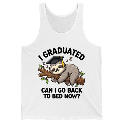 I Graduated Funny Sloth Tank Top - product mockup - White