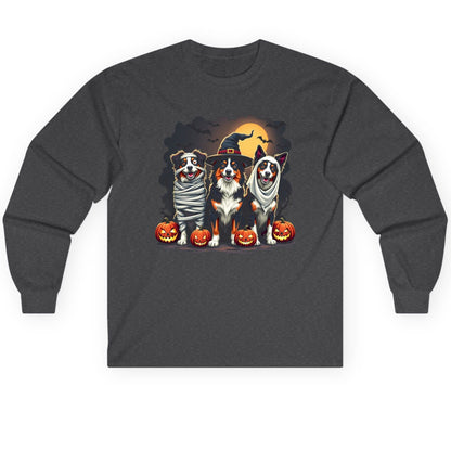 Australian Shepherd Halloween Dogs australian shepherd dogs Long Sleeve Tee Dark Heather product mockup
