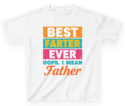 Best Farter Ever Oops, I Mean Father dad jokes Youth T-Shirt White product mockup