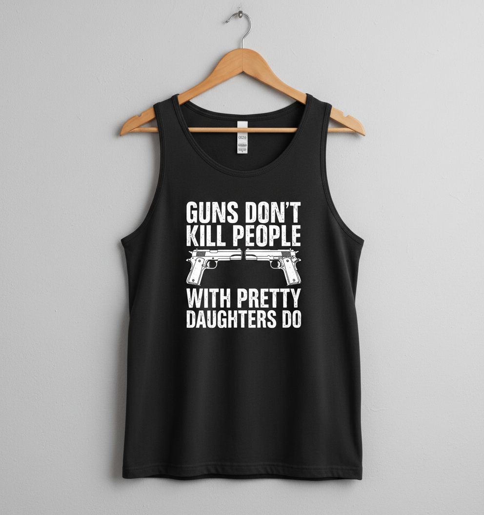 Guns Don't Kill People Dads With Pretty Daughters Do Funny Tank Top - Black