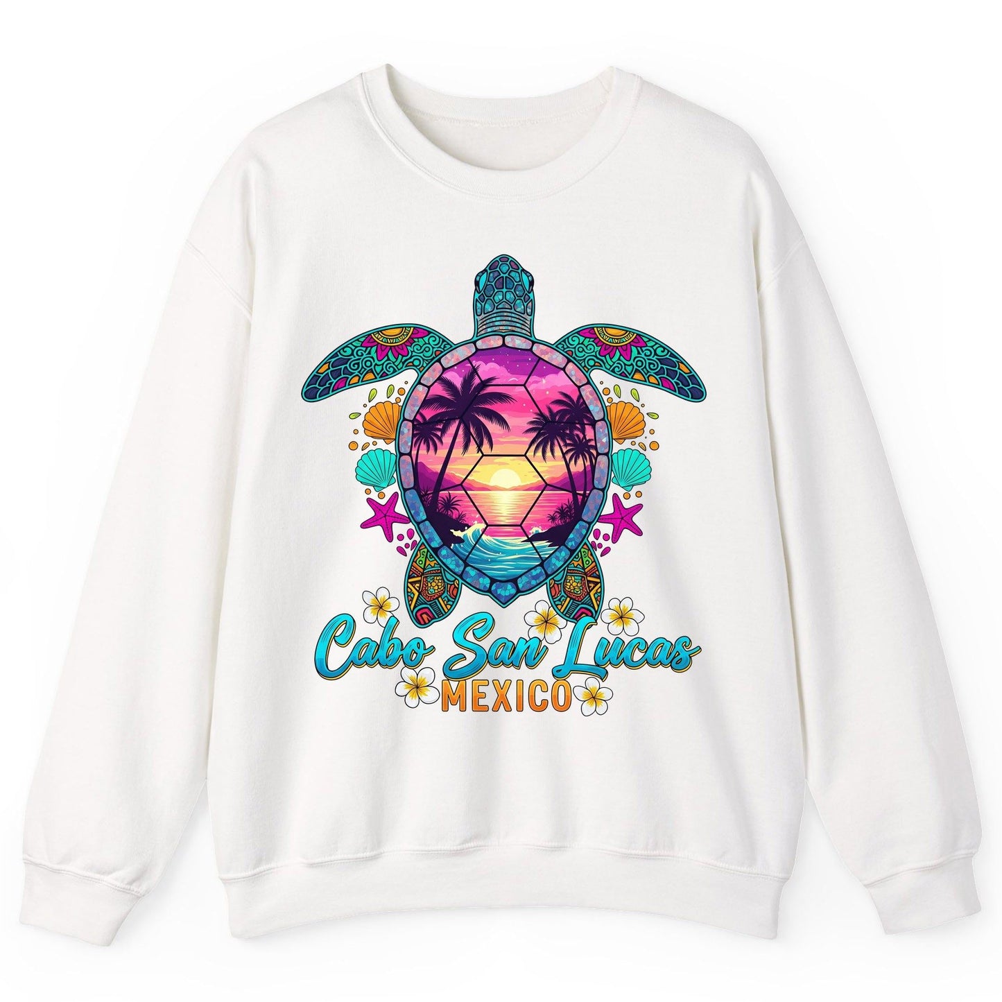 Cabo San Lucas Mexico sea turtle Sweatshirt White product mockup