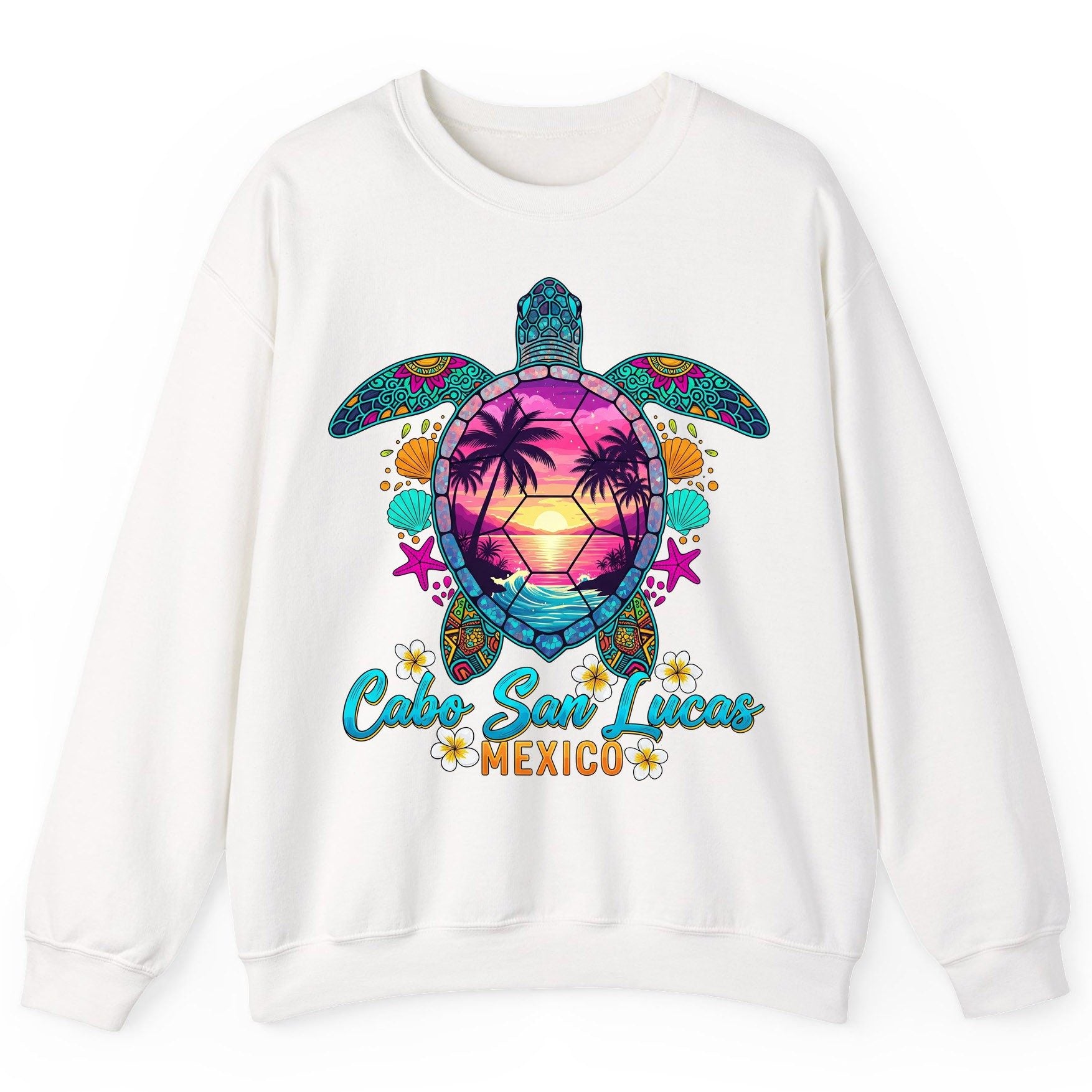 Cabo San Lucas Mexico sea turtle Sweatshirt White product mockup