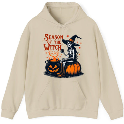 Season of the Witch skeleton witch Hoodie Sand product mockup
