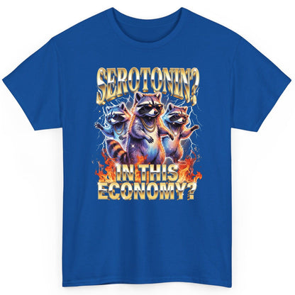 Serotonin in This Economy? raccoon T-Shirt Royal product mockup