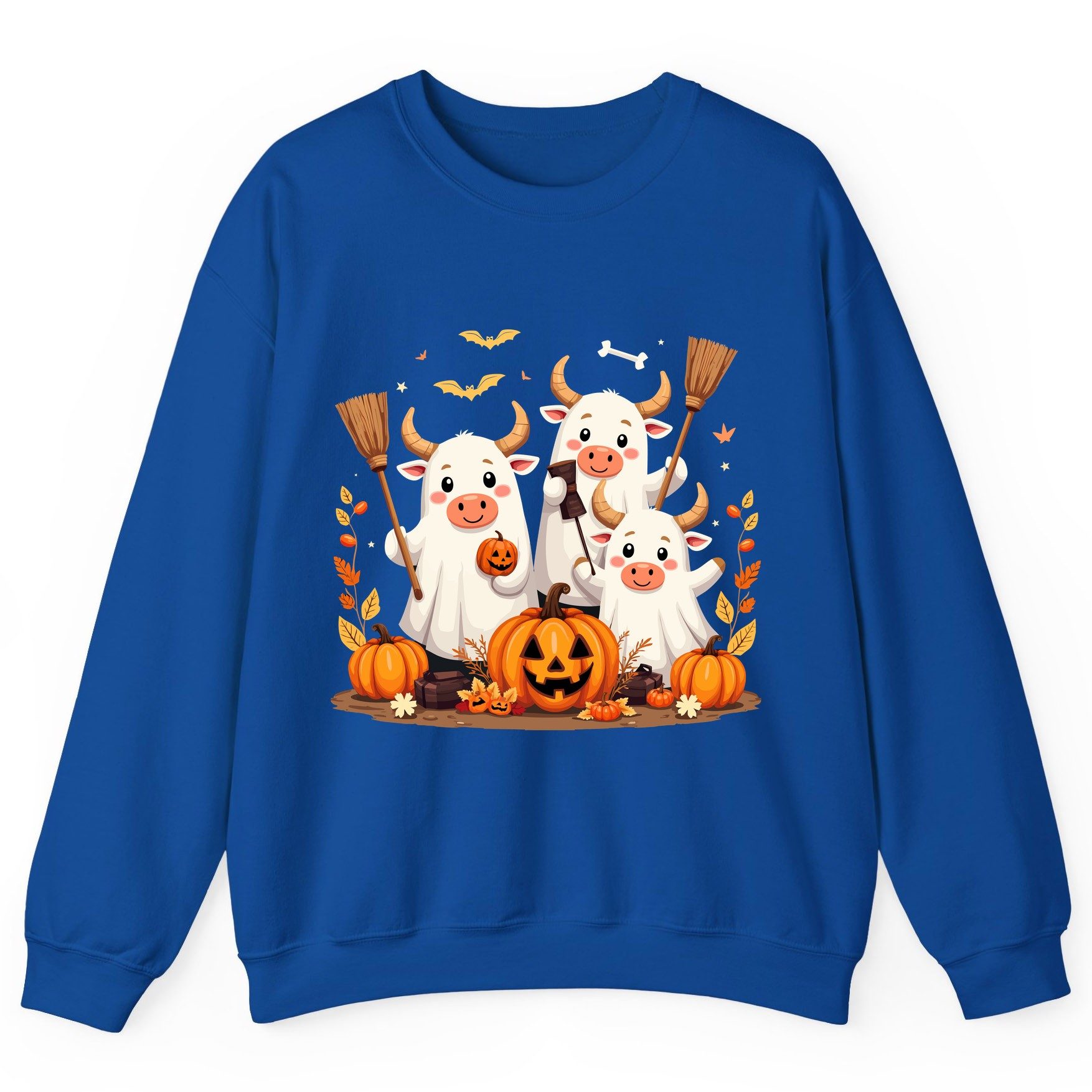 Cute Ghost Cows Halloween cows Sweatshirt Royal product mockup