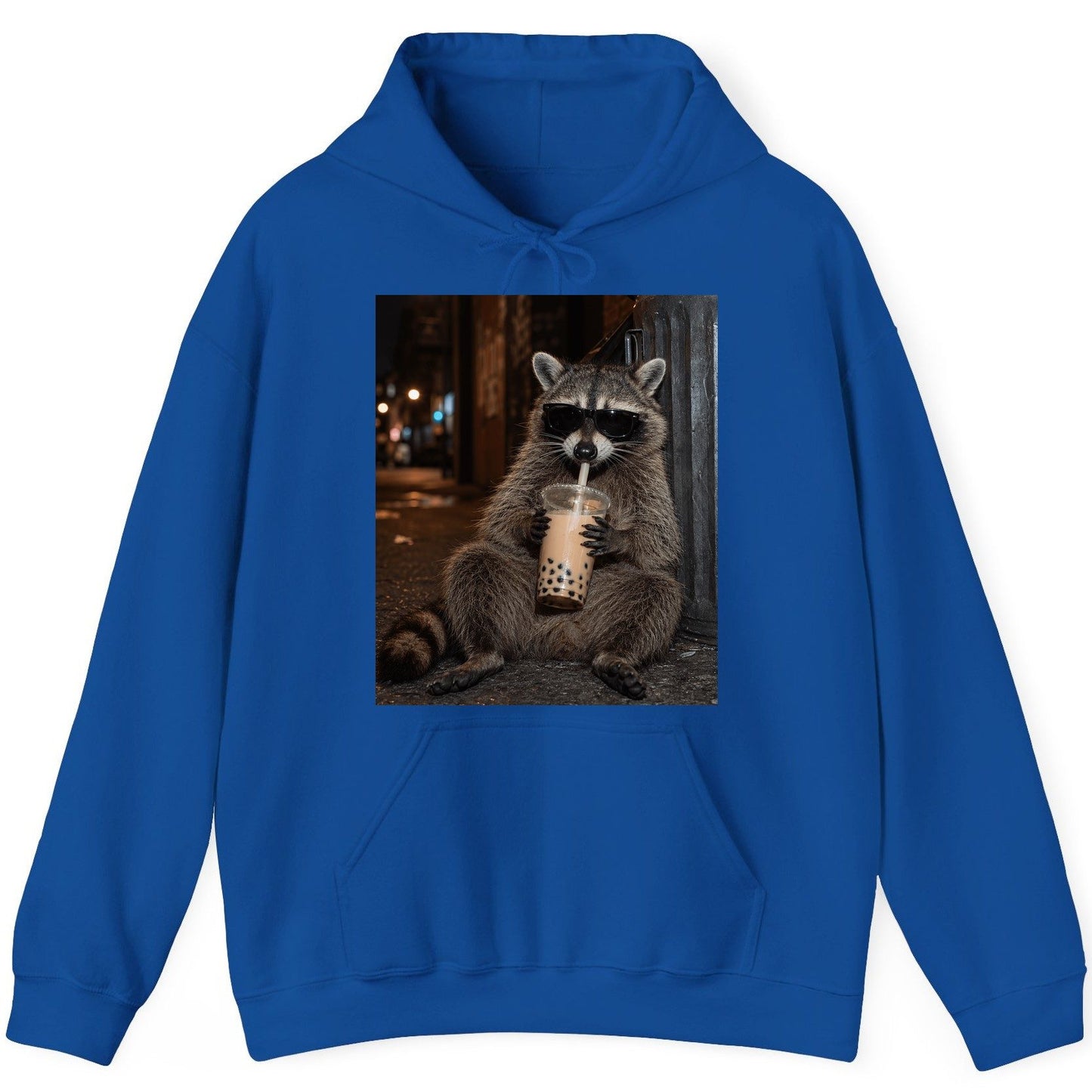 Cool Raccoon Bubble Tea Funny Lovers Hoodie - product mockup - Royal