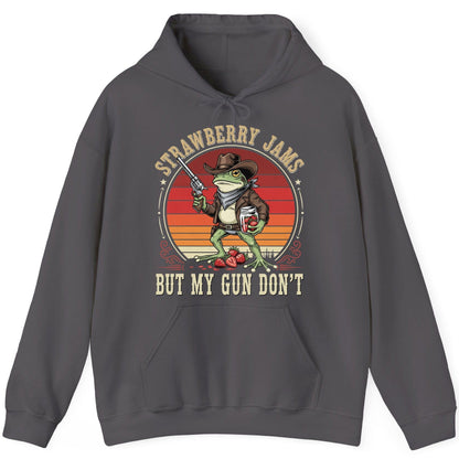 Strawberry Jams but My Gun Don't cowboy frog Hoodie Charcoal product mockup