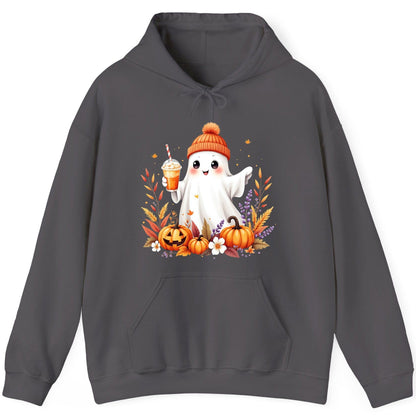 Cute Ghost Pumpkin Spice Latte cute Halloween ghost Hoodie Charcoal product mockup