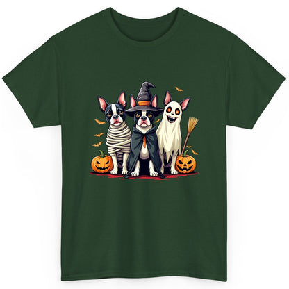 Halloween Boston Terrier Trio boston terrier T-Shirt Forest Green product mockup