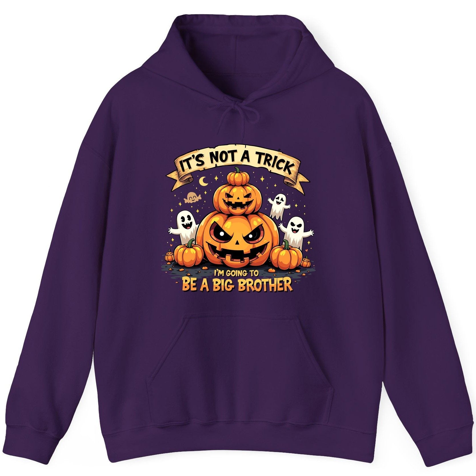 It's Not a Trick I'm Going to Be a Big Brother Halloween pregnancy announcement Hoodie Purple product mockup