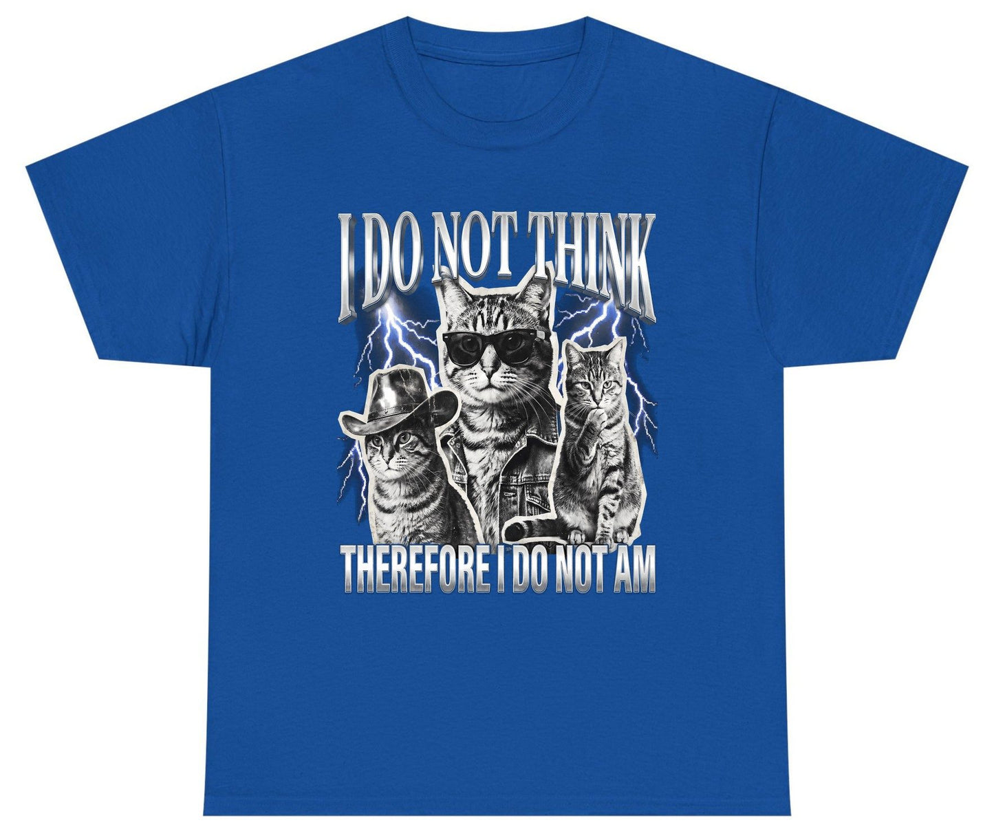 I Do Not Think Therefore I Do Not Am cats Youth T-Shirt Royal product mockup