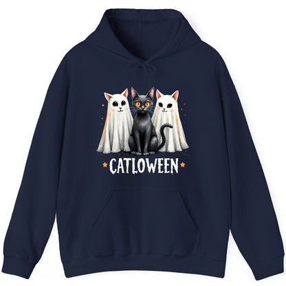 Catloween Halloween cats Hoodie Navy product mockup