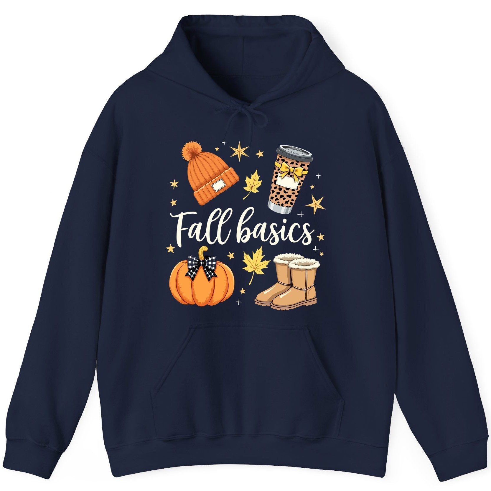 Fall Basics autumn essentials Hoodie Navy product mockup