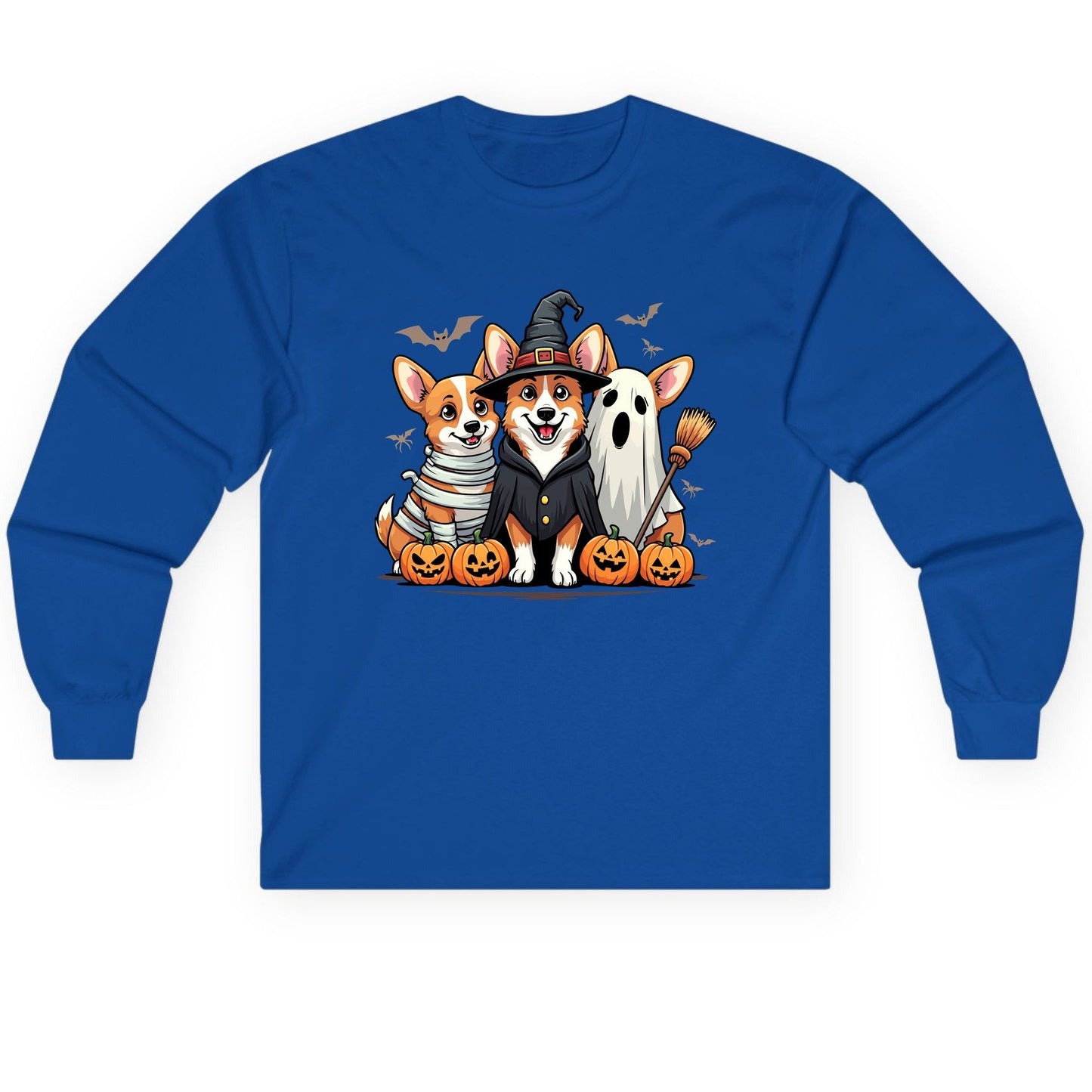 Halloween Corgi Trio Halloween corgis Long Sleeve Tee Royal product mockup