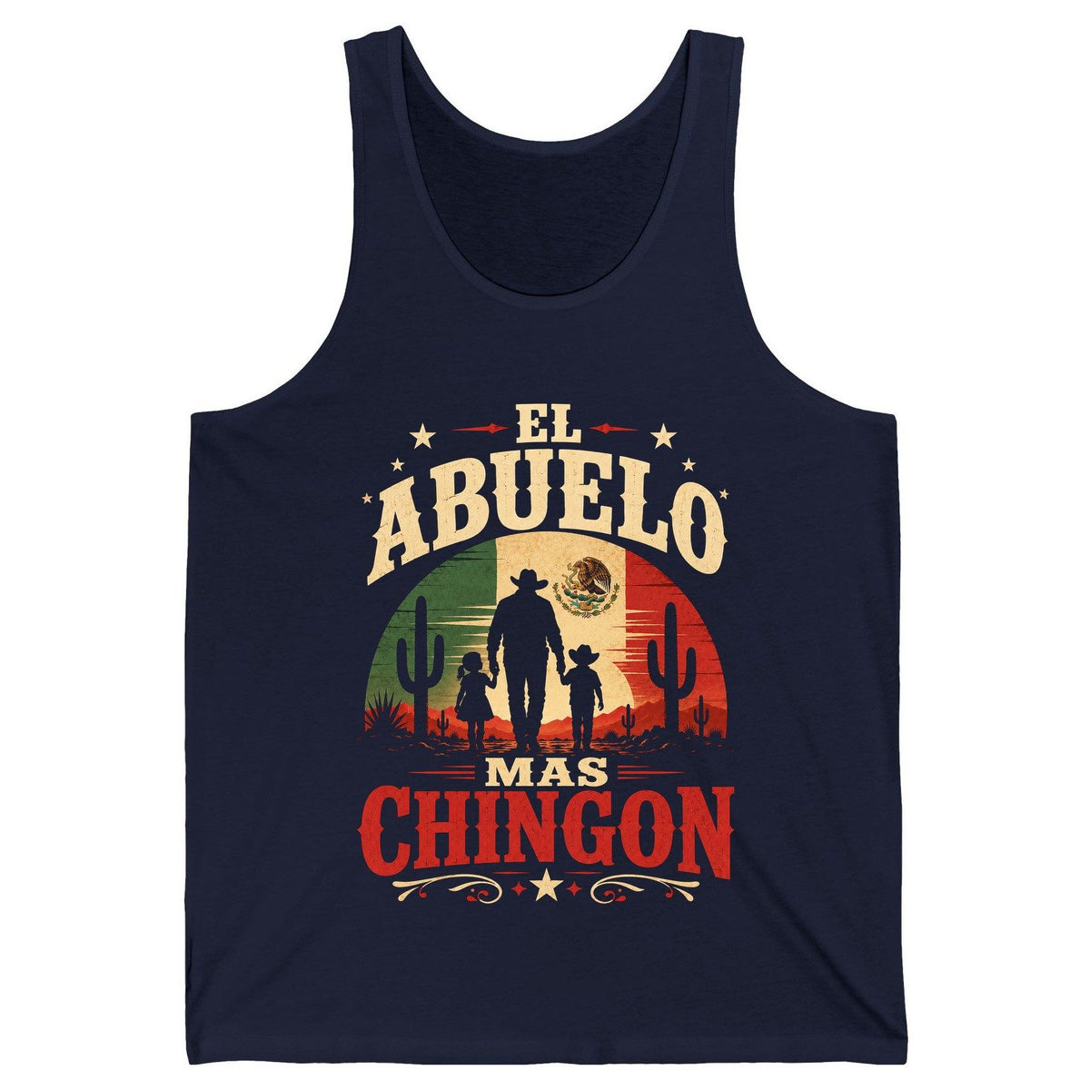 El Abuelo Mas Chingon mexican grandfather Tank Top Navy product mockup