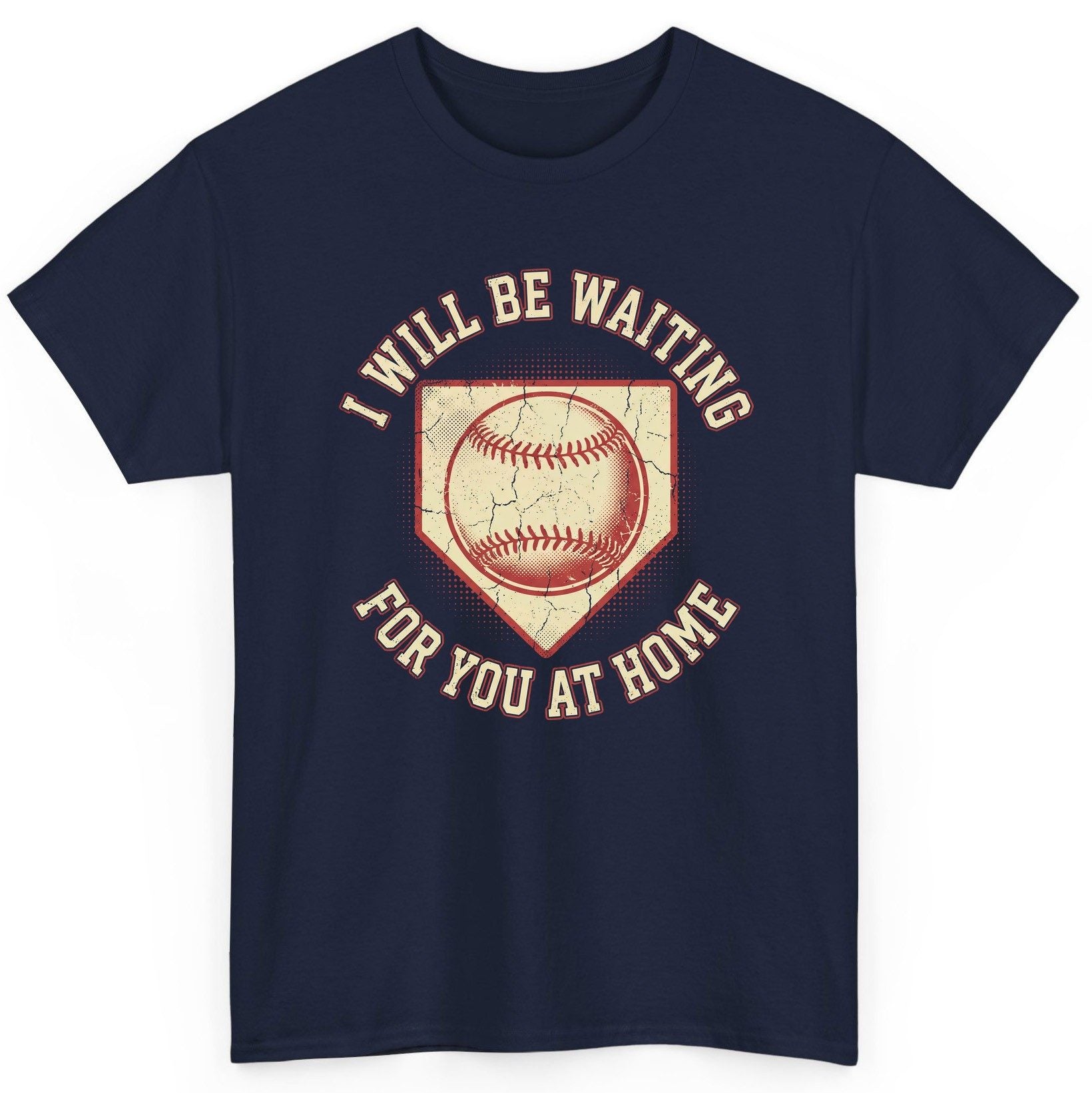 I Will Be Waiting for You at Home baseball T-Shirt Navy product mockup