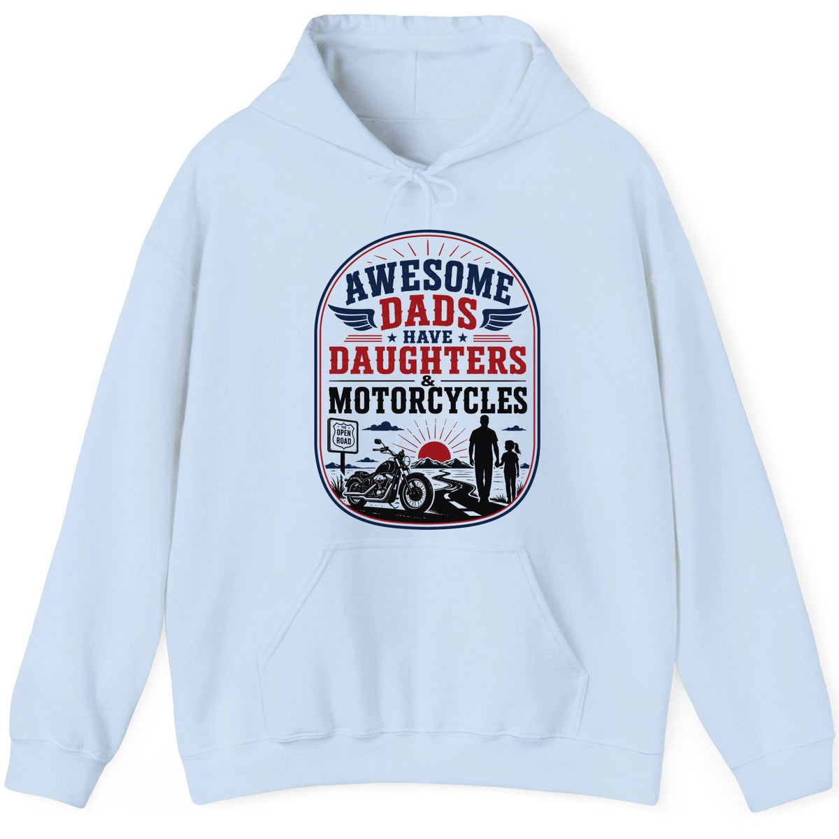 Awesome Dads Have Daughters & Motorcycles biker dad Hoodie Light Blue product mockup