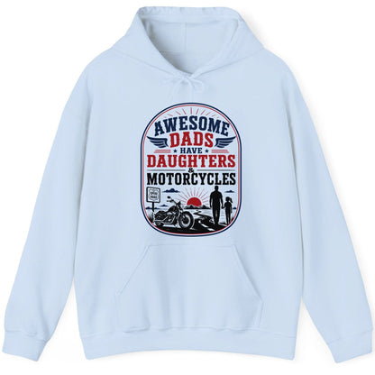Awesome Dads Have Daughters & Motorcycles biker dad Hoodie Light Blue product mockup