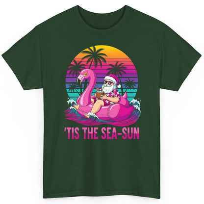 'Tis the Sea-Sun tropical santa claus T-Shirt Forest Green product mockup