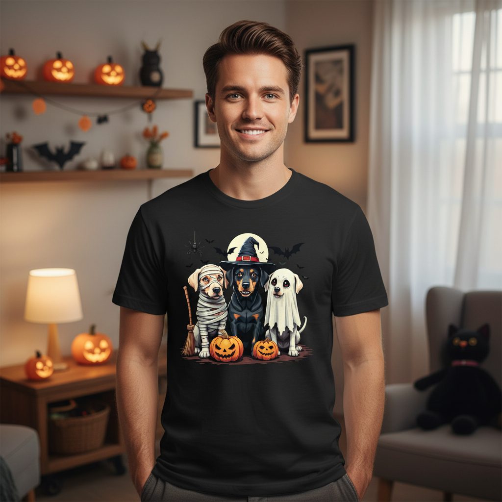 Halloween Dogs in Costumes dogs in Halloween costumes T-Shirt Black lifestyle mockup