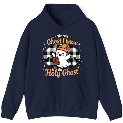 The Only Ghost I Know Is the Holy Ghost christian Halloween Hoodie Navy product mockup