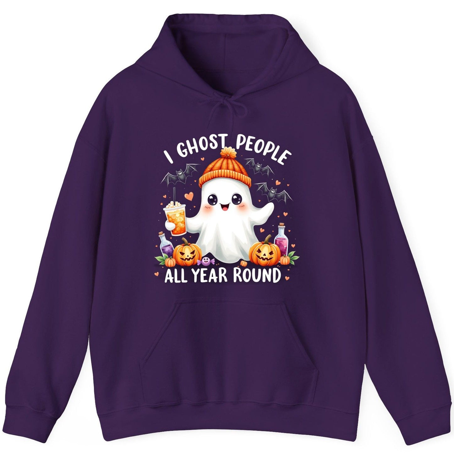I Ghost People All Year Round cute ghost Hoodie Purple product mockup