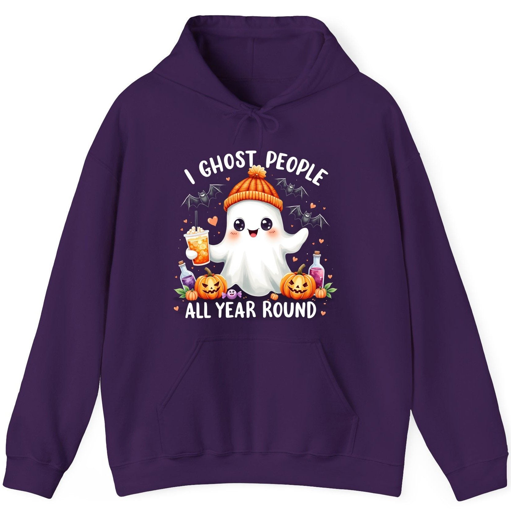 I Ghost People All Year Round cute ghost Hoodie Purple product mockup