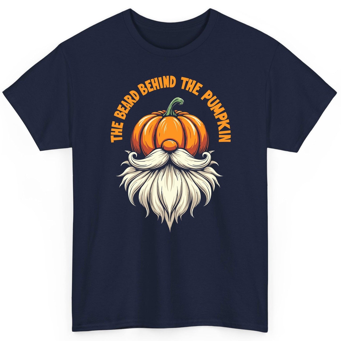 The Beard Behind the Pumpkin Halloween gnome T-Shirt Navy product mockup
