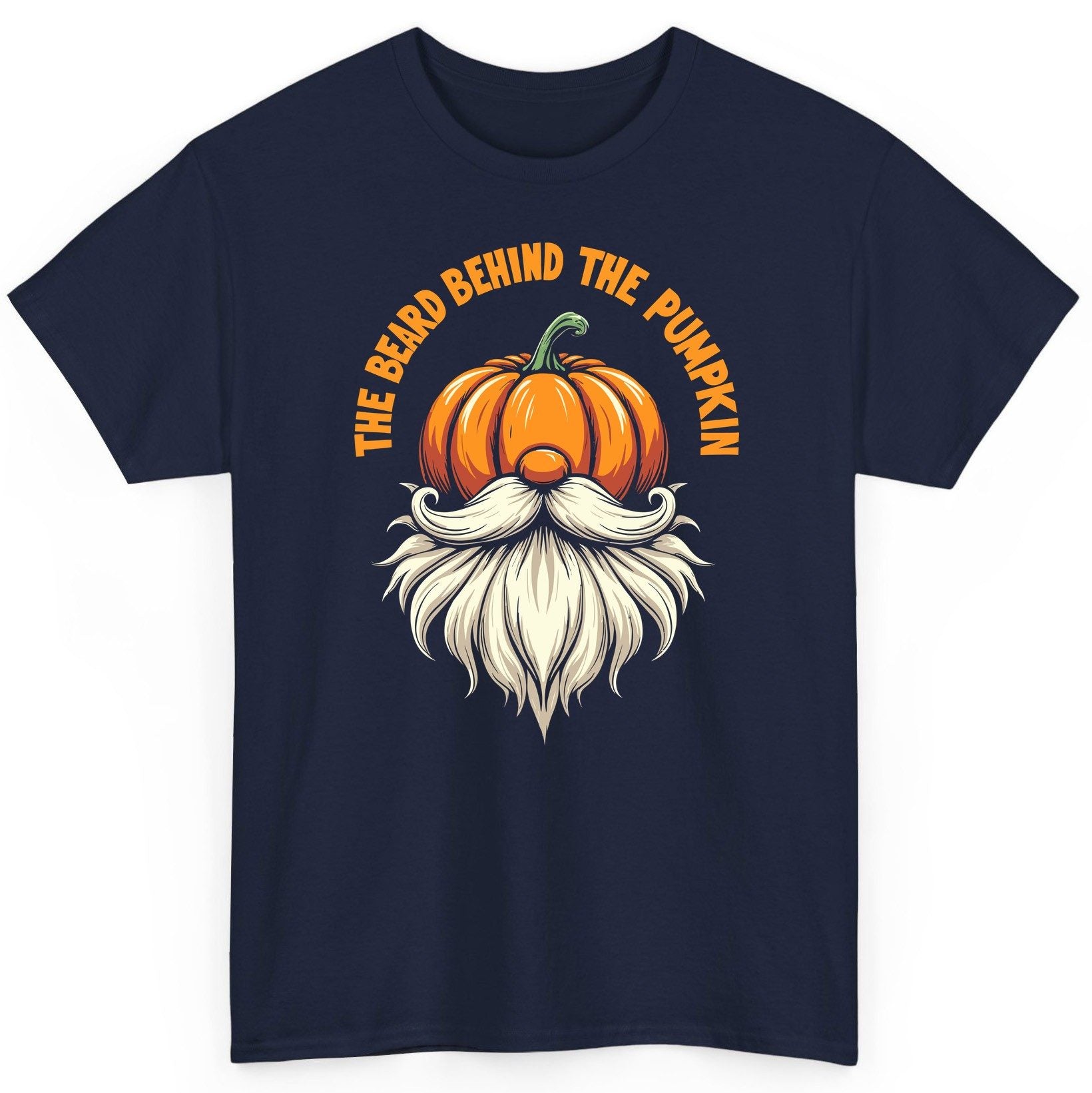 The Beard Behind the Pumpkin Halloween gnome T-Shirt Navy product mockup
