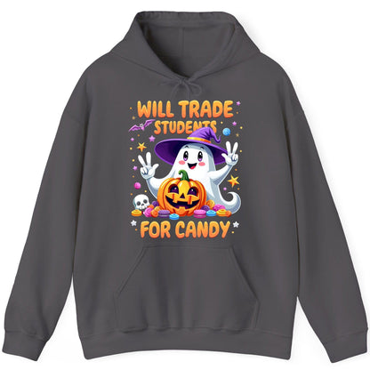 Will Trade Students for Candy teacher Halloween Hoodie Charcoal product mockup