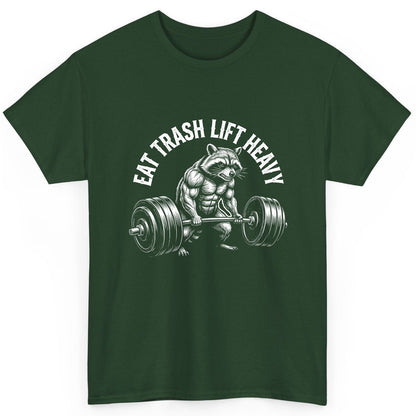 Eat Trash Lift Heavy raccoon T-Shirt Forest Green product mockup