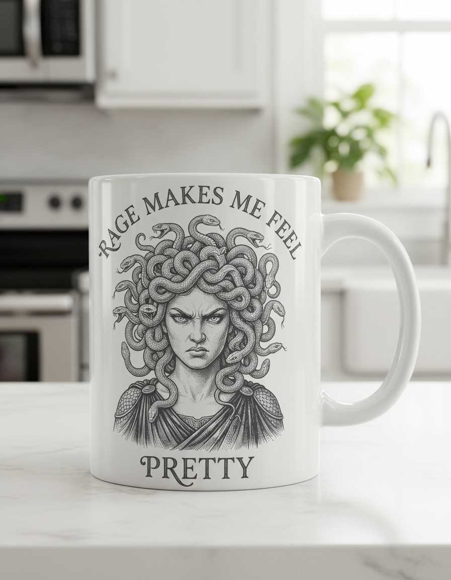 Medusa Rage Makes Me Feel Pretty Greek Mythology White Mug - White