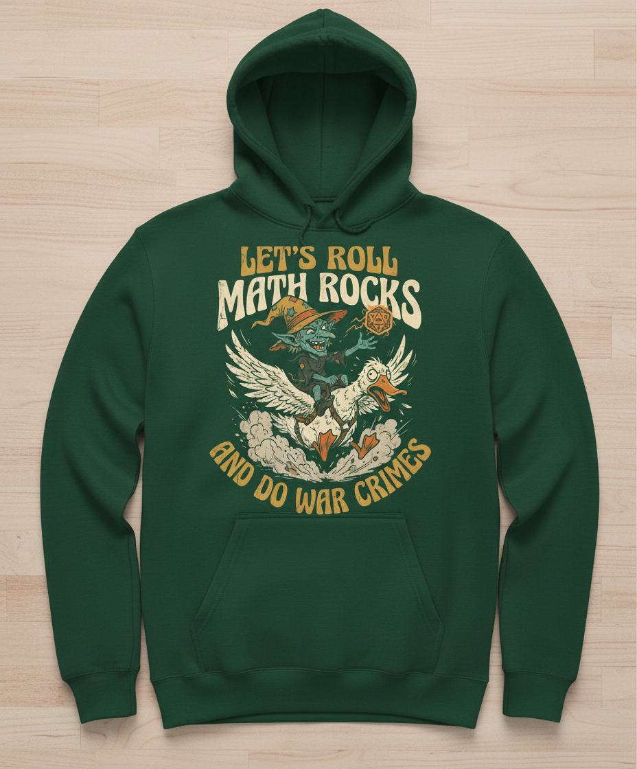 Let's Roll Math Rocks And Do War Crimes Goblin Dice Hoodie - Forest Green