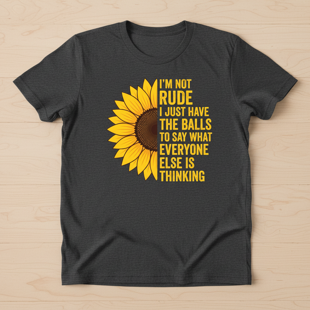 Sunflower I'm Not Rude Funny Sarcastic Quote T-Shirt - Dark Heather