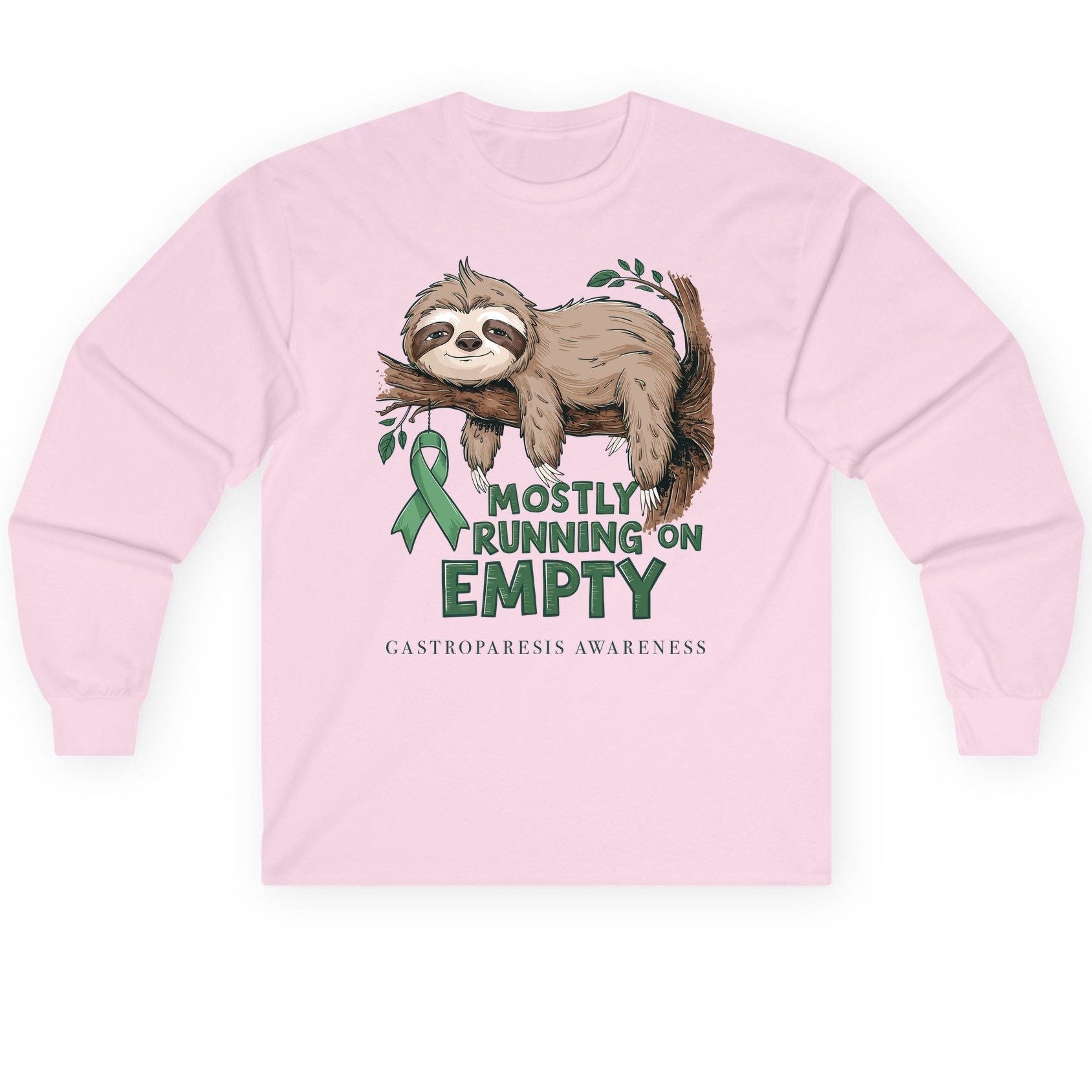Mostly Running on Empty Gastroparesis Awareness gastroparesis awareness Long Sleeve Tee Light Pink product mockup
